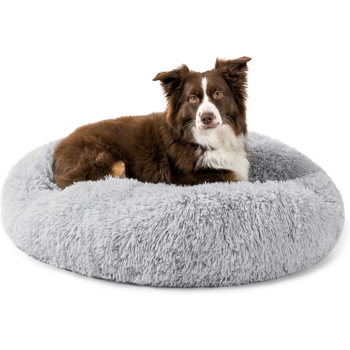 PetAmi Donut Cat & Dog Bed, Light Gray, Medium