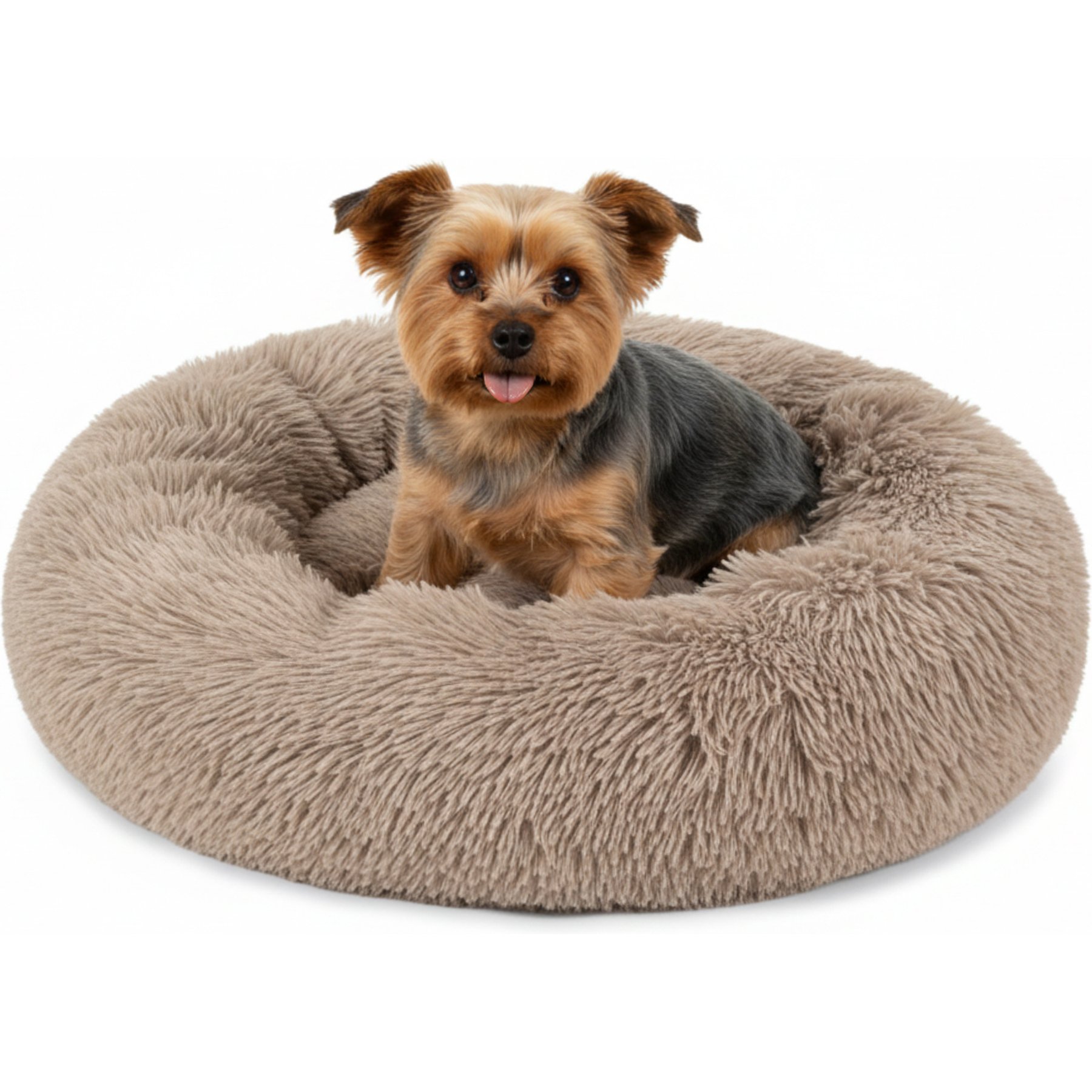 PetAmi Donut Cat & Dog Bed, Taupe, Small