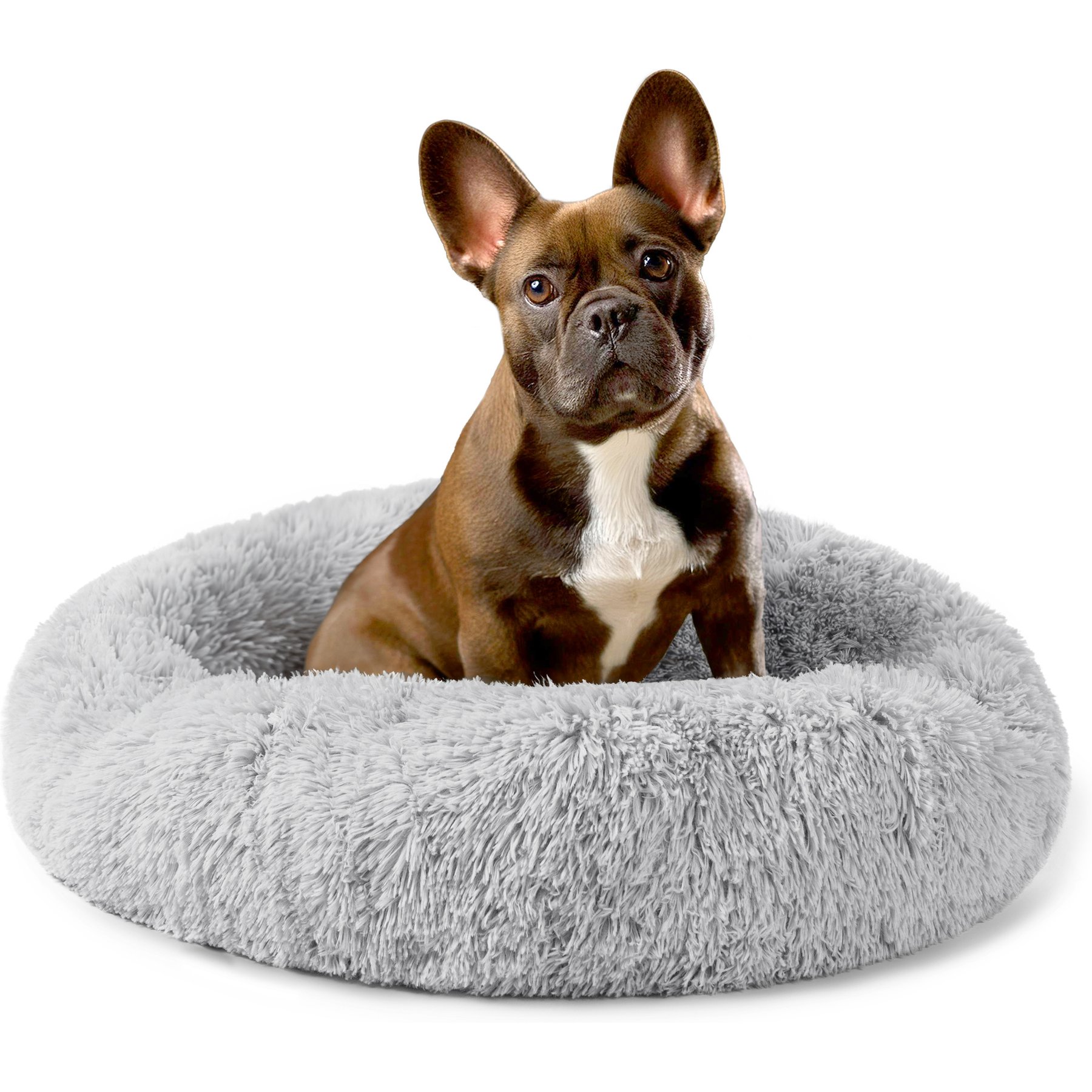 PetAmi Donut Cat & Dog Bed, Light Gray, Small