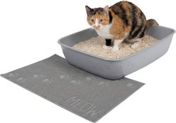 Kitty City Textured Non-Slip Cat Litter Box Trapper Mat, Gray Paw Print, Small: 23.5 x 13.75-in slide 2 of 5