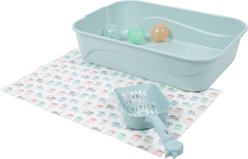 Kitty City Plastic Open Top Starter Set Pan Kitten Cat Litter Box, Multicolor, 4 count
