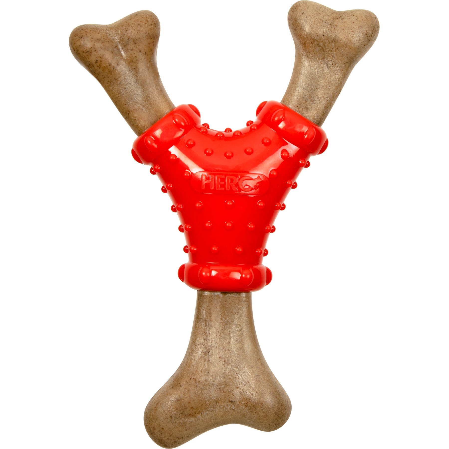 Hero Bonetics Noisy Joint Wishbone Tough Dog Chew Toy, Large