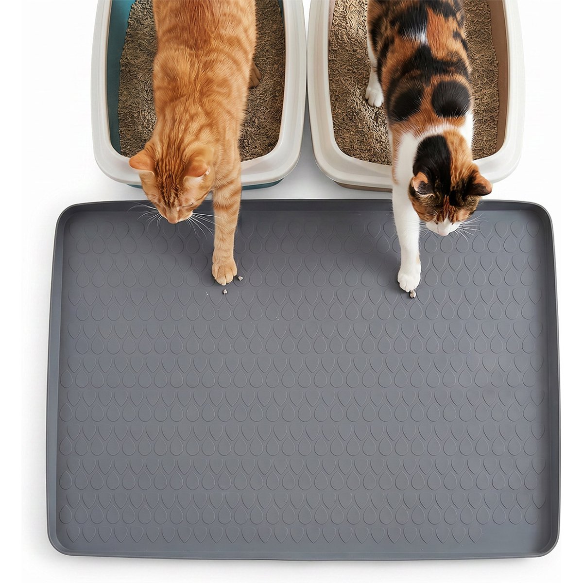 Mora Pets Waterproof Silicone Cat Litter Box Mat, Gray, Meduim