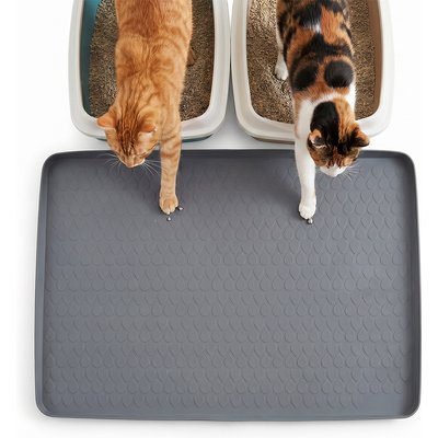 Mora Pets Mora Pets Waterproof Silicone Cat Litter Box Mat, Gray, Meduim