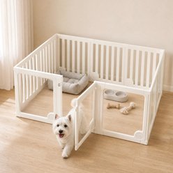 Niubya 10 Panel Playpen with Door Portable Fence Locking Foldable Plastic Dog Exercise Pen, White