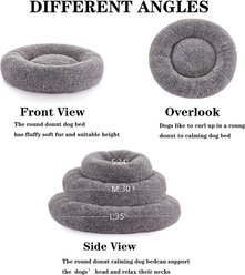 LFC PETS Calming Donut Anti-Anxiety Faux Fur Dog & Cat Bed, Grey, Large slide 2 of 6