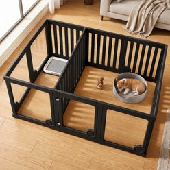 Niubya 12 Panel Playpen with Door Portable Fence Locking Foldable Plastic Dog Exercise Pen, Black