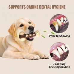 Kseroo Paw Bone Edible Leather & Durable Nylon Bionic Design Dog Chew Toy, Brown/White, Large slide 2 of 6