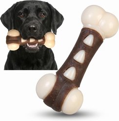 Kseroo Paw Bone Edible Leather & Durable Nylon Bionic Design Dog Chew Toy, Brown/White, Large