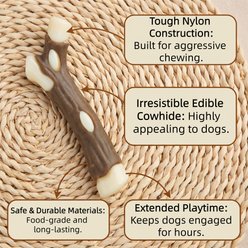 Kseroo Branch Edible Leather & Durable Nylon Bionic Design Dog Chew Toy, Brown/White, Large slide 2 of 7