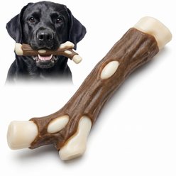 Kseroo Branch Edible Leather & Durable Nylon Bionic Design Dog Chew Toy, Brown/White, Large