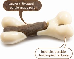 Kseroo Hind Leg Bone Edible Leather & Durable Nylon Bionic Design Dog Chew Toy, Brown/White, Small slide 2 of 7