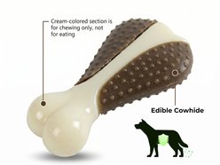 Kseroo Chicken Drumstick Edible Leather & Durable Nylon Dual-Material Dog Chew Toy, Brown/White, Large slide 2 of 7