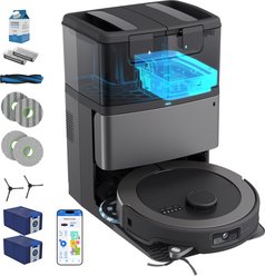 bObsweep Maxim Robot Vacuum Cleaner with Auto-Wash, Auto-Dry, Auto-Empty Dock, Odor Filtering Bags, Self-Cleaning Brush & 4 Boosted Suction, Titanium