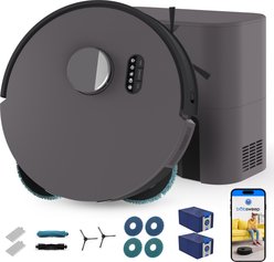 bObsweep Dustin Combo Robot Vacuum & Mop with Auto-Lift DualSpin Mops, 1-gal Odor Filtration Dock, Strong Suction, FloorSense Technology, App & Voice Control, Twilight