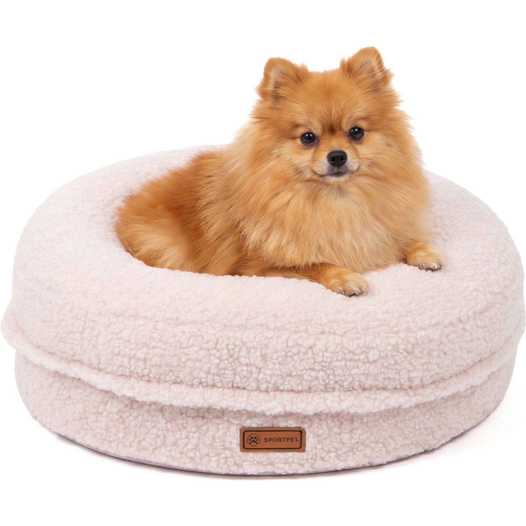 SportPet Designs Round Sherpa Donut Cuddler Orthopedic Bolster Dog & Cat Bed, Pink