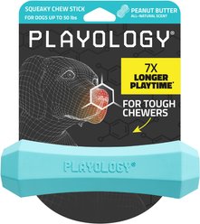 Playology Peanut Butter Scented Squeaky Chew Stick Dog Toy, Medium
