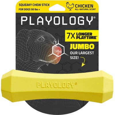 Playology Playology Chicken Scented Squeaky Chew Stick Dog Toy, Jumbo