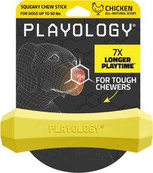 Playology Chicken Scented Squeaky Chew Stick Dog Toy, Medium