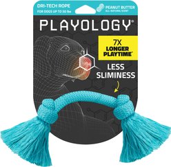 Playology Dri-Tech Peanut Butter Scented Rope Dog Toy, Medium