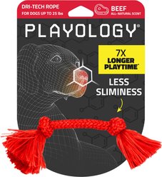 Playology Dri-Tech Beef Scented Rope Dog Toy, Small