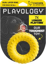 Playology Chicken Scented Dual Layer Ring Dog Toy, Jumbo