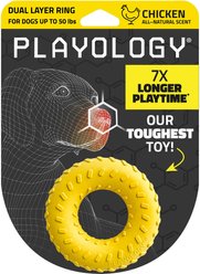 Playology Chicken Scented Dual Layer Ring Dog Toy, Medium