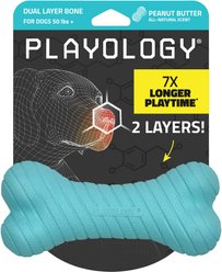 Playology Peanut Butter Scented Dual Layer Bone Dog Toy, Jumbo