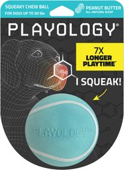 Playology Peanut Butter Scented Squeaky Chew Ball Dog Toy, Medium