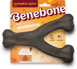 Benebone Wishbone Pumpkin Spice Tough Dog Chew Toy, Large
