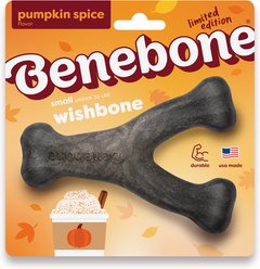 Benebone Wishbone Pumpkin Spice Tough Dog Chew Toy, Small