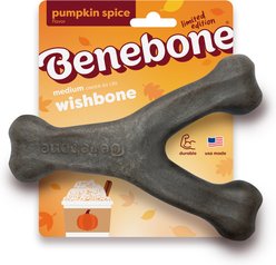 Benebone Wishbone Pumpkin Spice Tough Dog Chew Toy, Medium