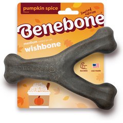 Benebone Wishbone Pumpkin Spice Tough Dog Chew Toy, Medium