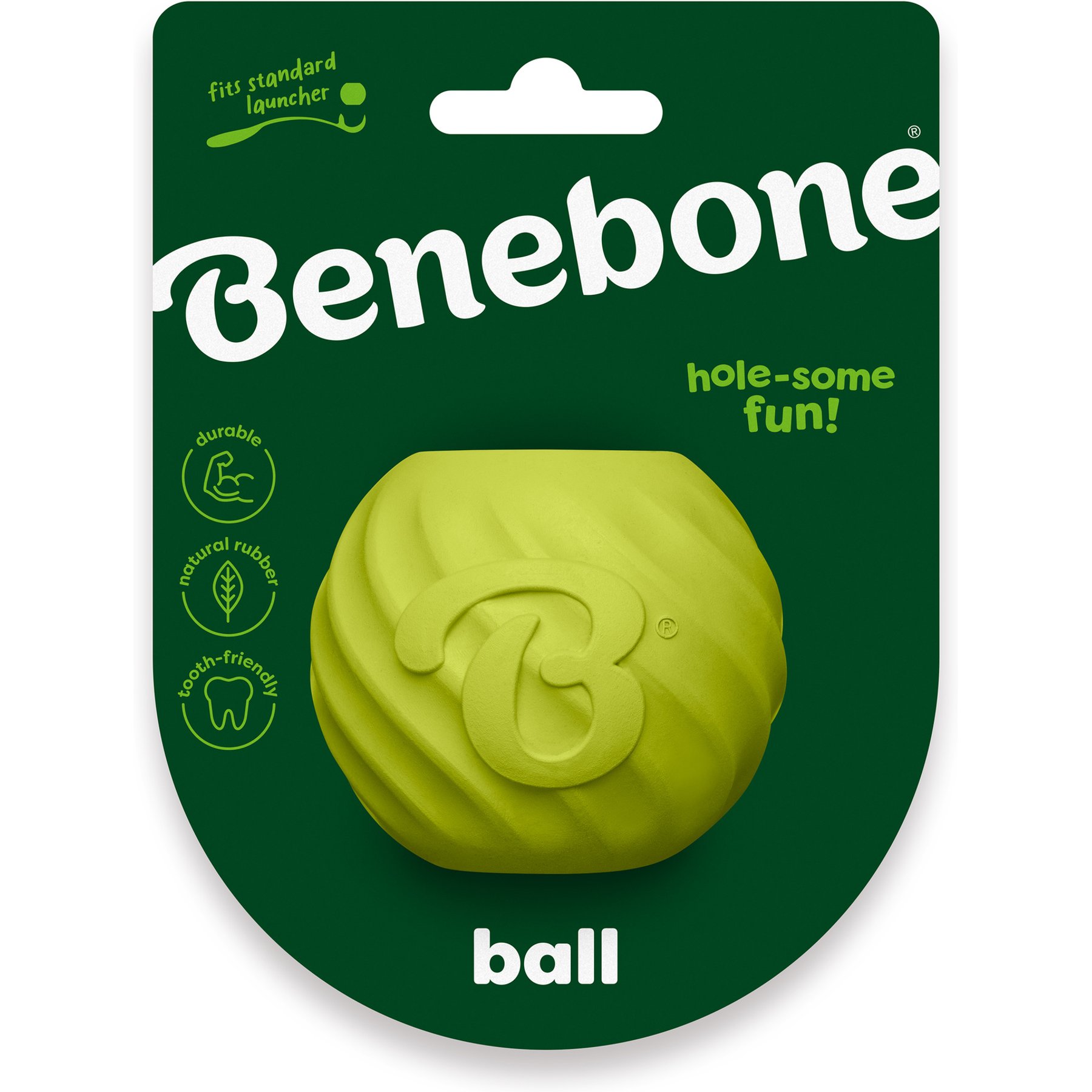 Benebone Rubber Ball Treat Dispensing Dog Toy, Green