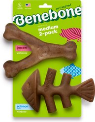 Benebone 2-Pack Wishbone Fishbone Dog Chew Toy, Medium