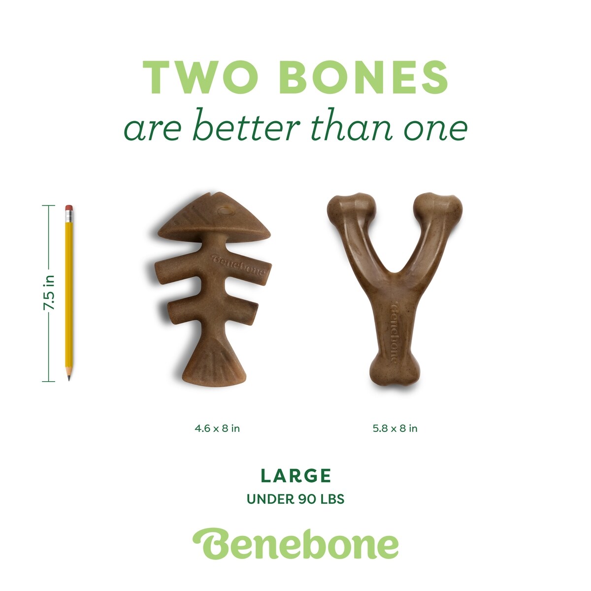 BENEBONE 2-Pack Wishbone Fishbone Dog Chew Toy, Large - Chewy.com