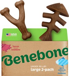 Benebone 2-Pack Wishbone Fishbone Dog Chew Toy, Large