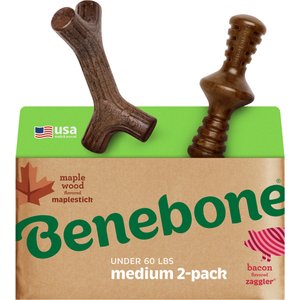 Benebone 2-Pack Maplestick Zaggler Dog Chew Toy, Medium