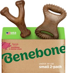 Benebone 2-Pack Wishbone Dental Chew Dog Toy, Small