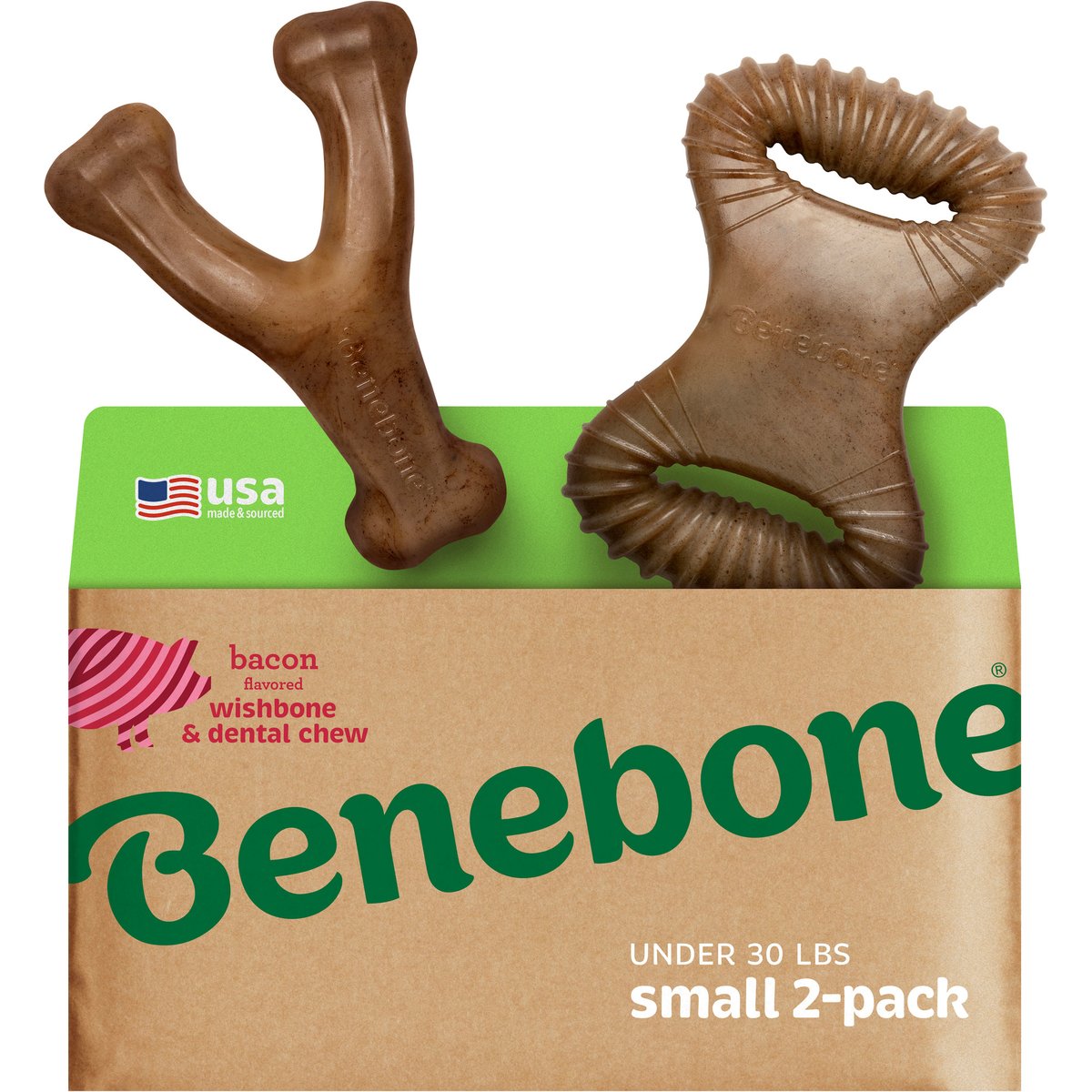 Benebone 2-Pack Wishbone Dental Chew Dog Toy, Small