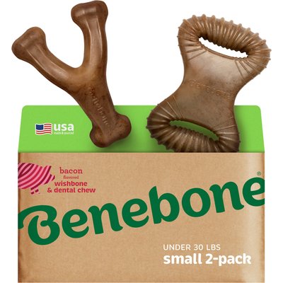 Benebone Benebone 2-Pack Wishbone Dental Chew Dog Toy, Small