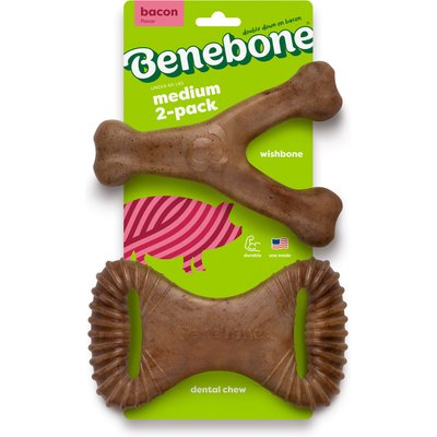 Benebone Benebone 2-Pack Wishbone Dental Chew Dog Toy, Medium