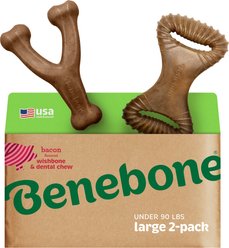 Benebone 2-Pack Wishbone Dental Chew Dog Toy, Large