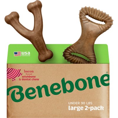 Benebone Benebone 2-Pack Wishbone Dental Chew Dog Toy, Large
