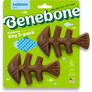 Benebone Fishbone Dog Chew Toy, Brown, Tiny, 2 count