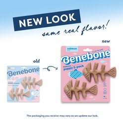 Benebone Fishbone Tough Puppy Chew Toy, Brown, 2 count slide 2 of 8