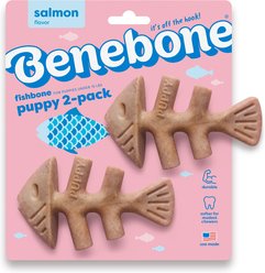 Benebone Fishbone Tough Puppy Chew Toy, Brown, 2 count