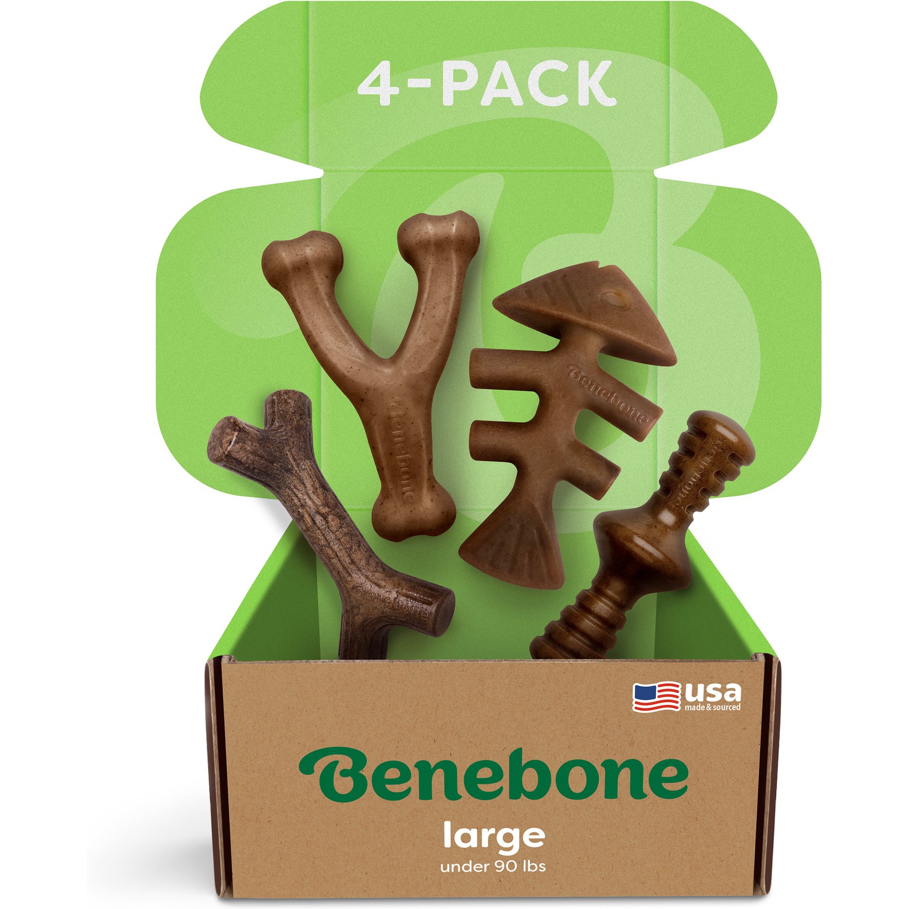 Benebone Multipack Durable Dog Chew Toy, 4 count, Large