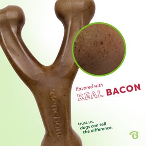 Benebone Bacon Flavor Wishbone Tough Dog Chew Toy, Medium