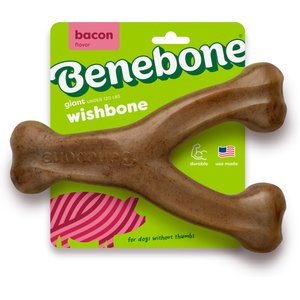 Benebone Bacon Flavor Wishbone Tough Dog Chew Toy, Giant